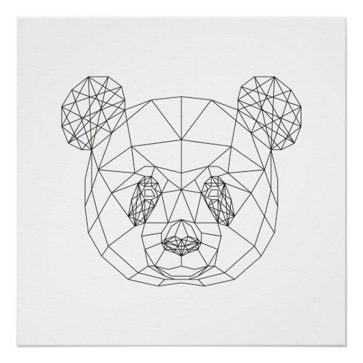 Panda Head Geometric Schwarz-weiß Modern Art Print Poster (Vorderseite)