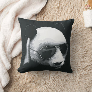 Panda Head mit Sonnenbrille Design Kissen