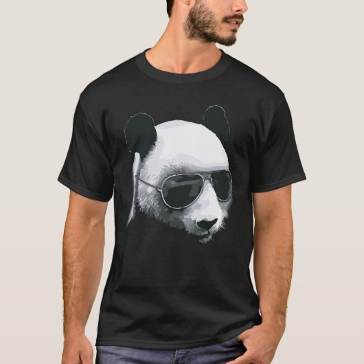 Panda Head mit Sonnenbrille Design T-Shirt (Vorderseite)