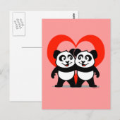 Panda Heart Postkarte (Vorne/Hinten)