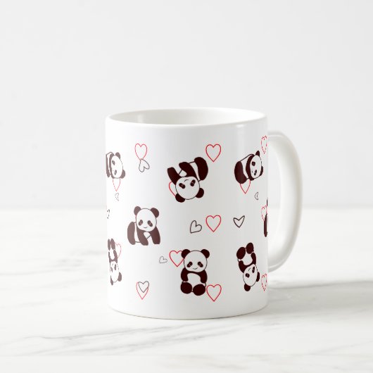 Panda Heart Tasse (VorderseiteRechts)