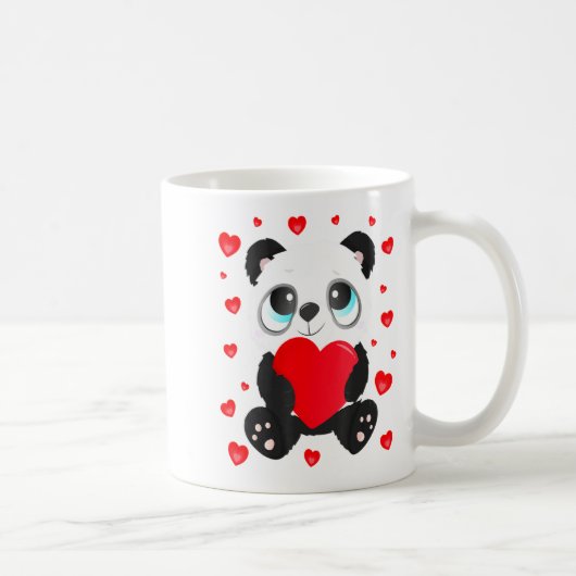 Panda Heart Valentines Day Girls Kids Women Bear L Kaffeetasse (Rechts)