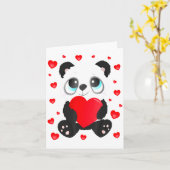 Panda Heart Valentines Day Girls Kids Women Bear L Karte (Gelbe Blume)