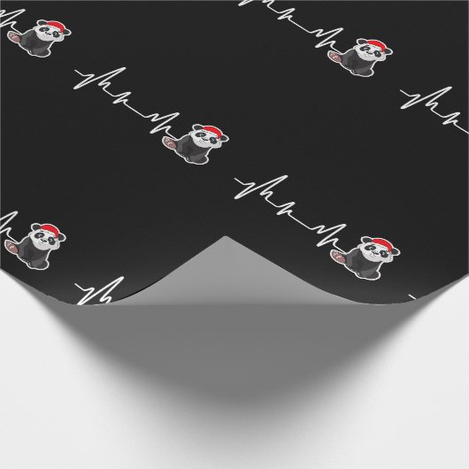 Panda Heartbeat Weihnachtsmannmütze Funny Christma Geschenkpapier (Ecke)