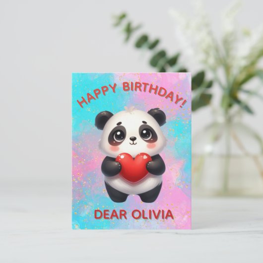 Panda-Herz Postkarte (Stehend Vorderseite)