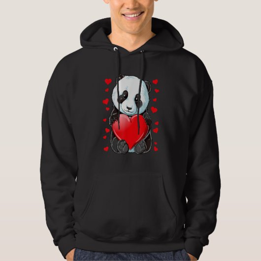 Panda Herz Valentinstag Mädchen Kinder Frauen Bär Hoodie (Vorderseite)