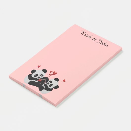 Panda-Herzen Posten-it® Anmerkungen Post-it Klebezettel (angewinkelt)