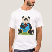 Panda Holding a Blume Mens T - Shirt (Vorderseite)