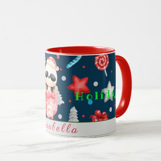Panda Holidays Anpassen von Text und Namen Tasse (VorderseiteRechts)