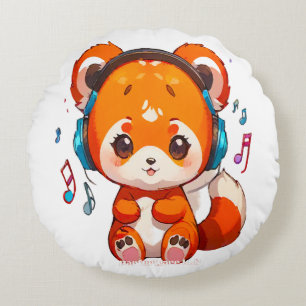 Panda hört Kpop-Musik Rundes Kissen