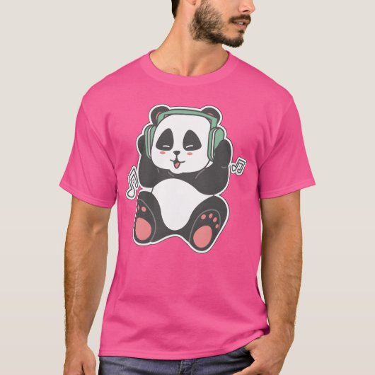 Panda hört Musikfreund T-Shirt (Vorderseite)