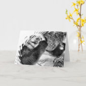 Panda Hug B&W Grußkarte Karte (Gelbe Blume)