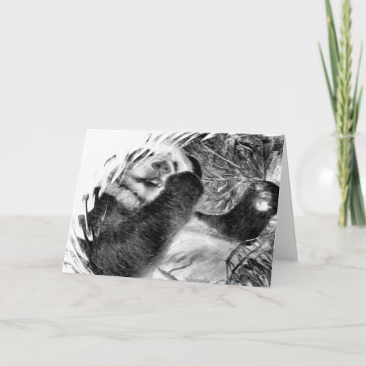 Panda Hug B&W Grußkarte Karte (Vorderseite)