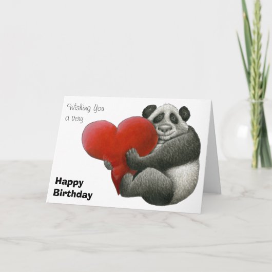 Panda Hugging a Heart Karte (Vorderseite)