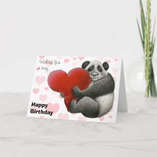 Panda Hugging a Heart Karte