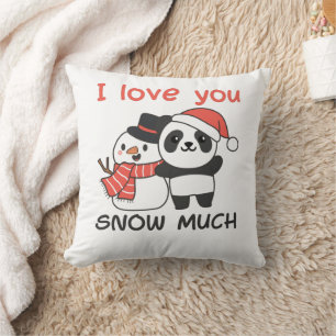 Panda I Liebe Sie Schnee viel Schneemann Pub Kissen