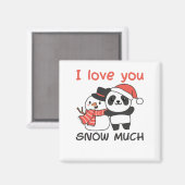 Panda I Liebe Sie Schnee viel Schneemann Pub Magnet (Vorderseite/Rückseite)