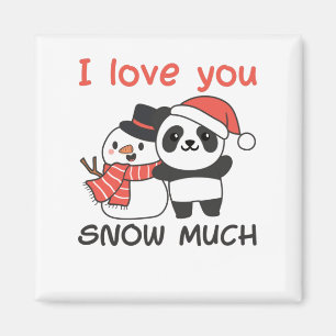Panda I Liebe Sie Schnee viel Schneemann Pub Magnet