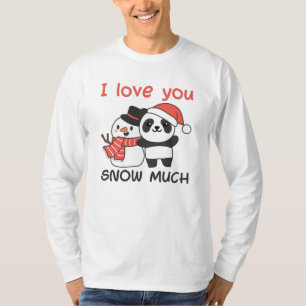 Panda I Liebe Sie Schnee viel Schneemann Pub T-Shirt