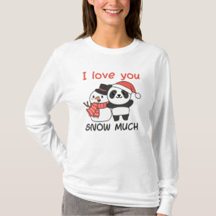 Panda I Liebe Sie Schnee viel Schneemann Pub T-Shirt