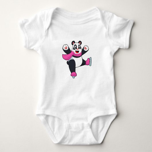 Panda Ice Skaten Ice Skate Baby Strampler (Vorderseite)
