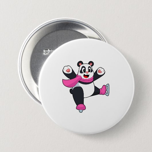 Panda Ice Skaten Ice Skate Button (Vorne & Hinten)