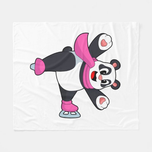 Panda Ice Skaten Ice Skate Fleecedecke (Vorderseite (Horizontal))