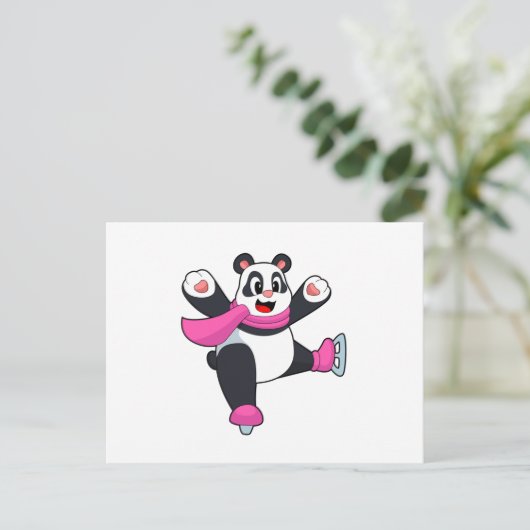 Panda Ice Skaten Ice Skate Postkarte (Stehend Vorderseite)