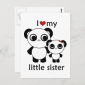 Panda - Ich Liebe meine kleine Schwester Postkarte (Vorne/Hinten)