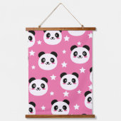 Panda-Illustration Wandteppich Mit Holzrahmen (Vorderseite)