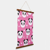 Panda-Illustration Wandteppich Mit Holzrahmen (Gewinkelt)