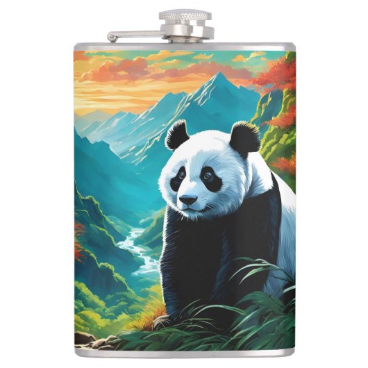 Panda im Bamboo-Wald auf /Berg Flachmann (Vorderseite)