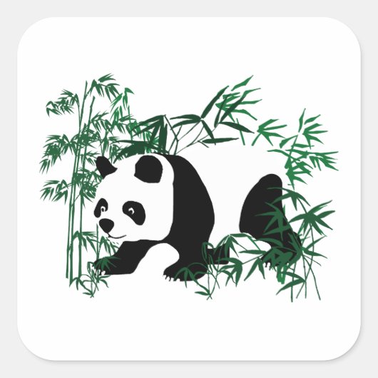 Panda im Bambuswald Quadratischer Aufkleber (Vorderseite)
