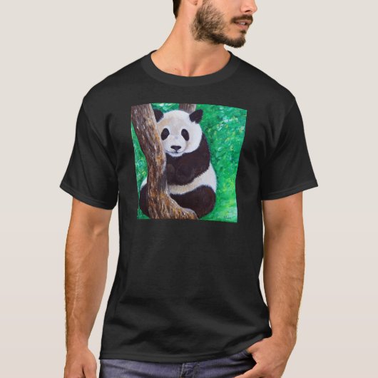 Panda im Baum Gemälde T-Shirt (Vorderseite)