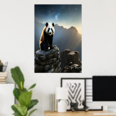 Panda im Berg | AI Art Poster (Heimbüro)
