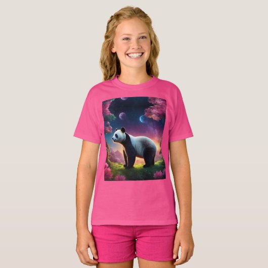 Panda im Fantasy-Garten-T - Shirt (Vorne ganz)