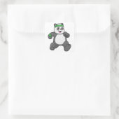Panda im Joggen mit Headband Quadratischer Aufkleber (Tasche)