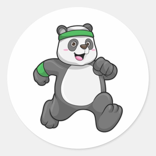 Panda im Joggen mit Headband Runder Aufkleber (Vorderseite)