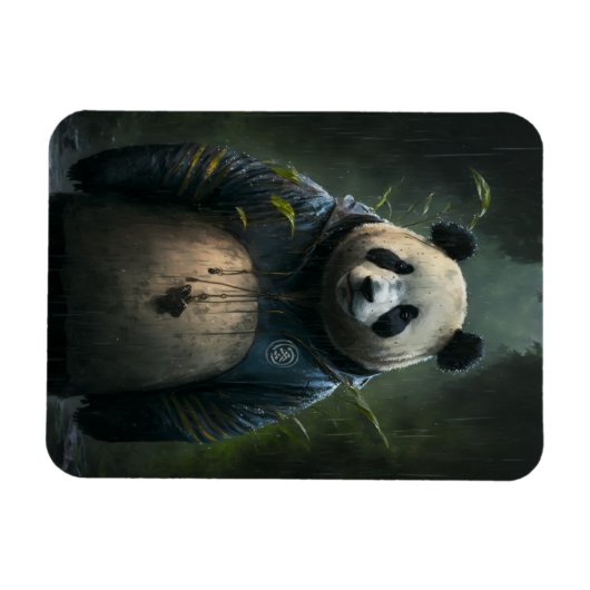 Panda im Regen Magnet (Horizontal)