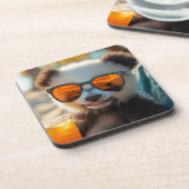 Panda im Relaxmodus Getränkeuntersetzer (Linke Seite)