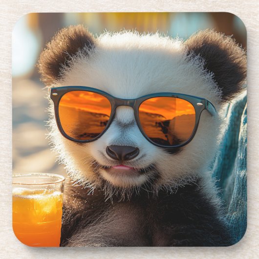 Panda im Relaxmodus Getränkeuntersetzer (Vorderseite)