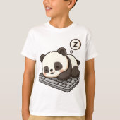 Panda im Ruhemodus auf Tastatur-Art T-Shirt (Vorderseite)