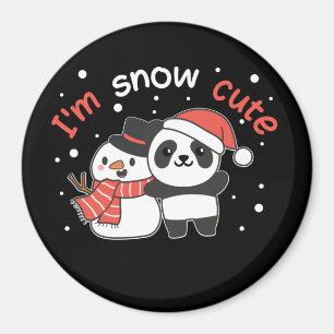 Panda I'm Snow Niedlich Snowman Snow Pun Magnet
