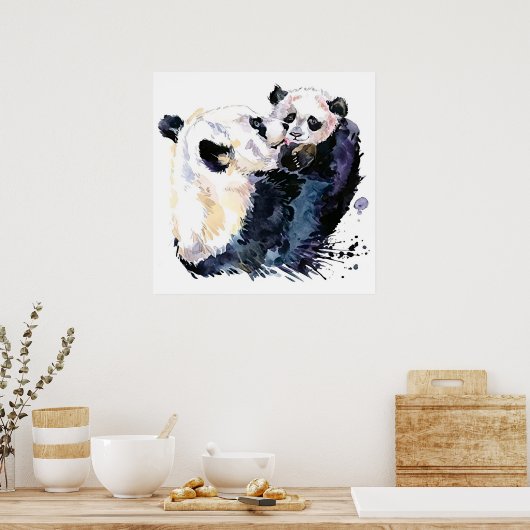 Panda im Wald | Panda Family Poster (Küche)