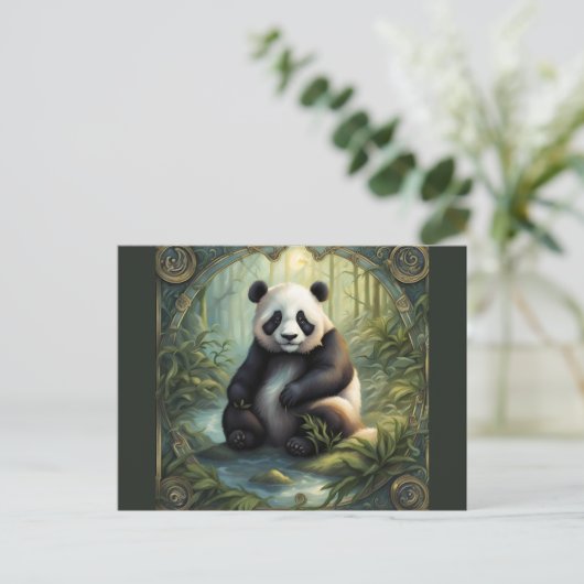 Panda im Wald Postkarte (Stehend Vorderseite)