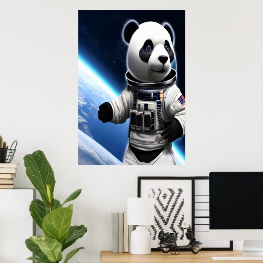 Panda im Weltraum | AI Art Poster (Heimbüro)