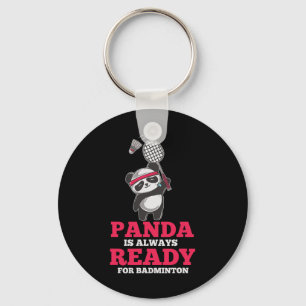 Panda immer bereit Dminton Player Bear Animal Lieb Schlüsselanhänger