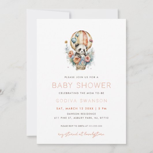 Panda in a Hot Air Balloon Einladung (Vorderseite)