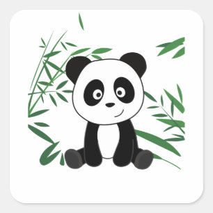 Panda in Bamboo Niedlicher Tiere für Kinder Panda  Quadratischer Aufkleber