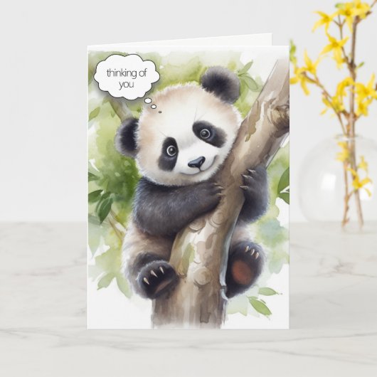 Panda in Baumwasserfarbe Karte (Gelbe Blume)